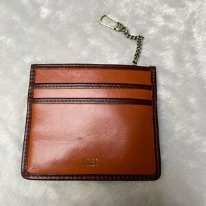HOBO Orange and Brown Leather Key Card Holder